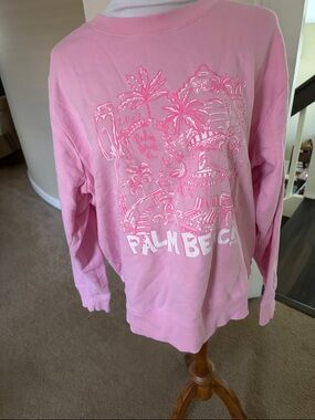 Lilly Pulitzer Pink Palm Beach Graphic Crewneck Sweatshirt